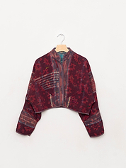 The Kaira Cropped Quilted Indigo Kantha Jacket