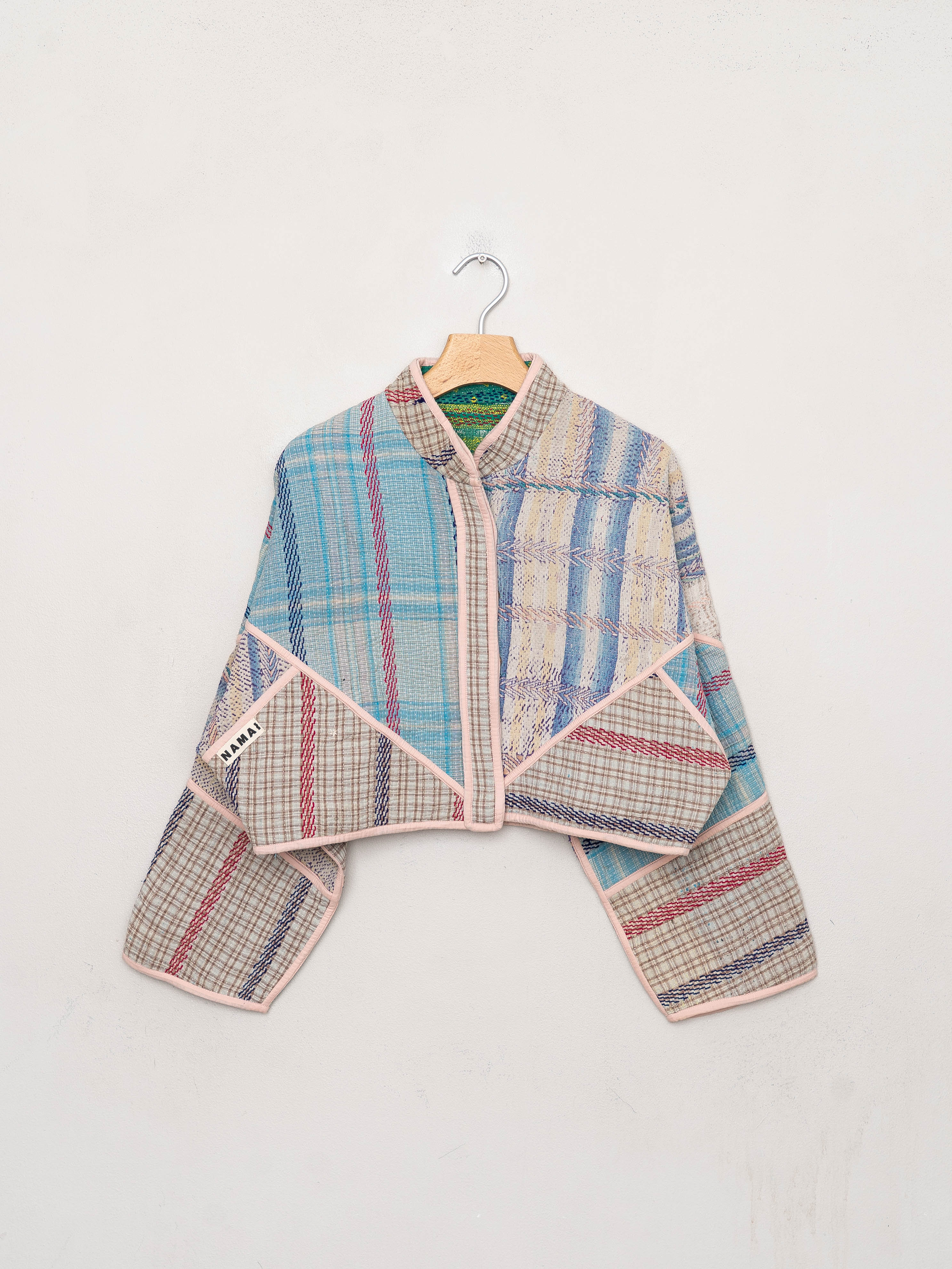 The Kaira Cropped Quilted Mix Match Kantha Jacket Wholesale