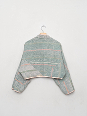 The Kaira Cropped Quilted Patchwork Kantha Jacket