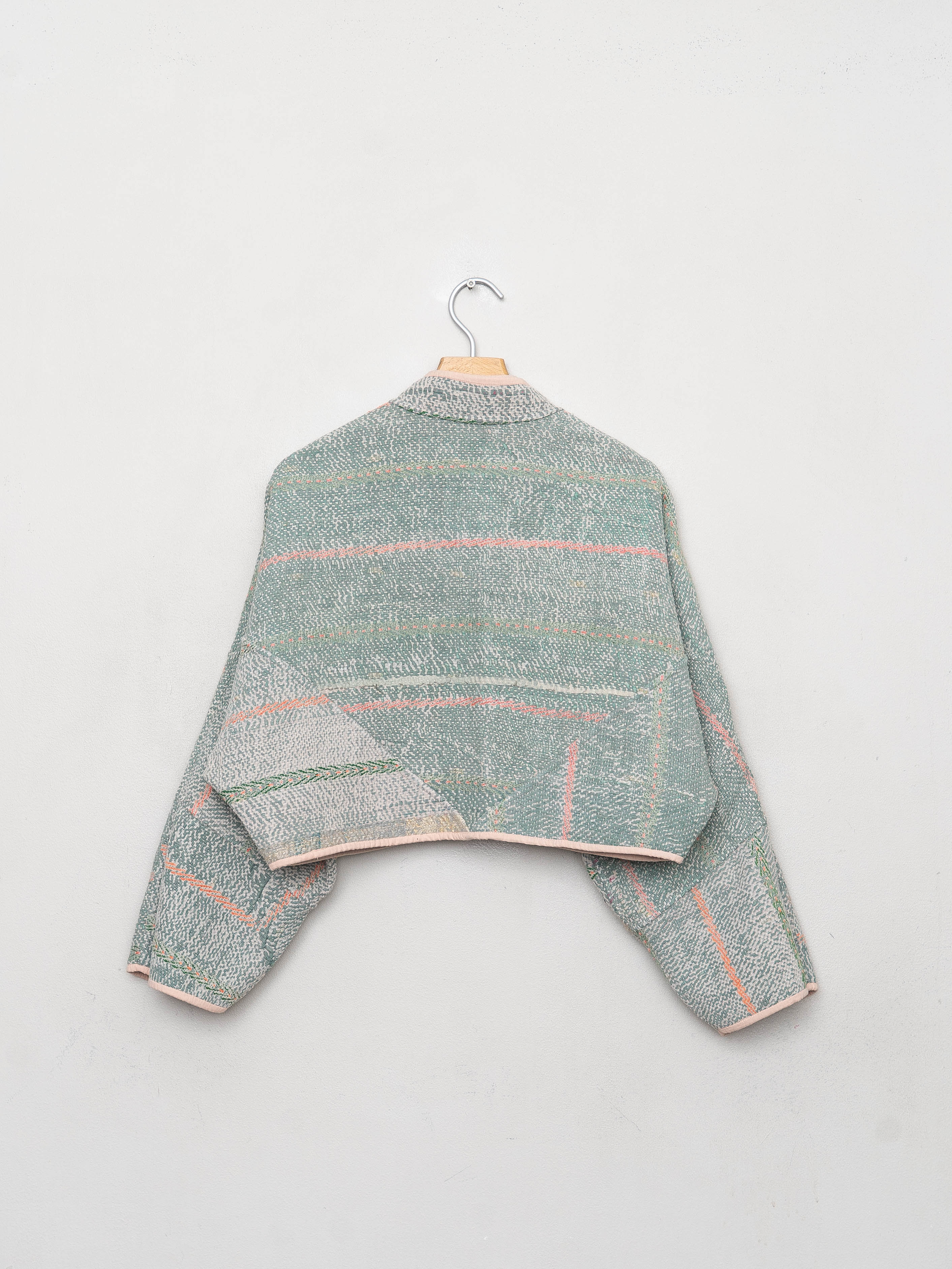 The Kaira Cropped Quilted Patchwork Kantha Jacket