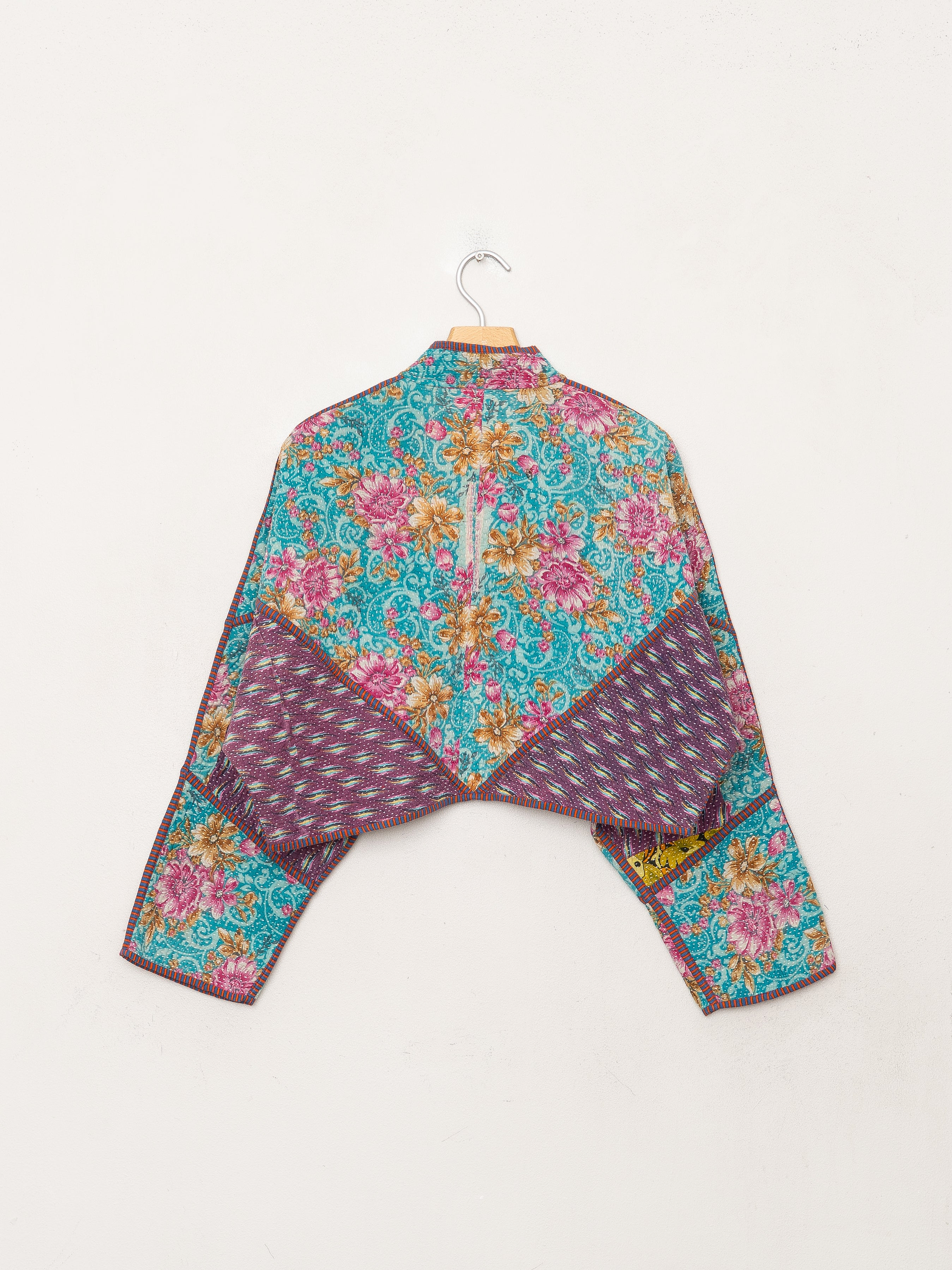The Kaira Cropped Quilted Patchwork Kantha Jacket