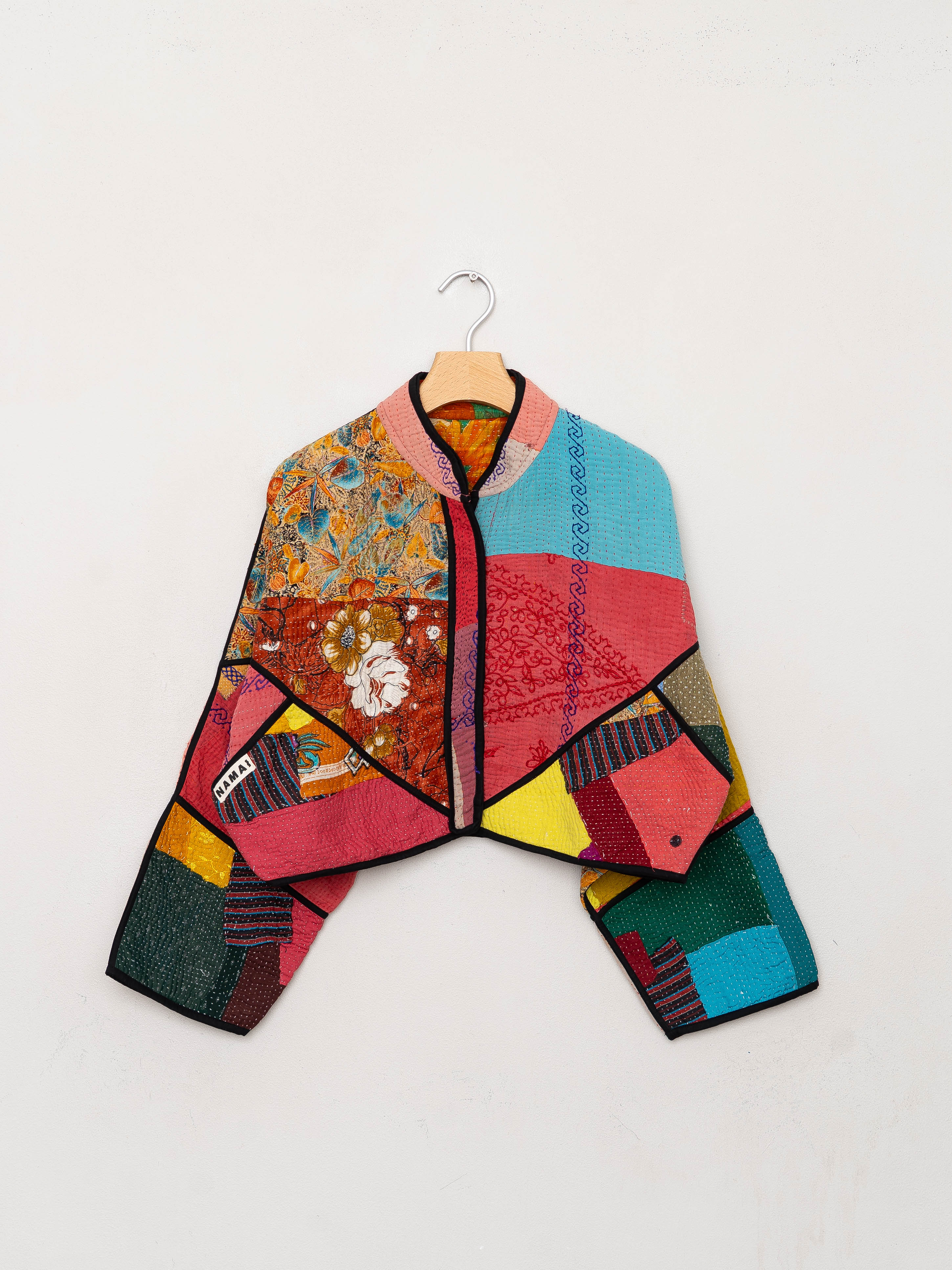 The Kaira Cropped Suzani Quilted Kantha Jacket