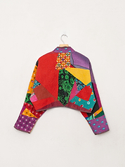 The Kaira Cropped Quilted Patchwork Kantha Jacket