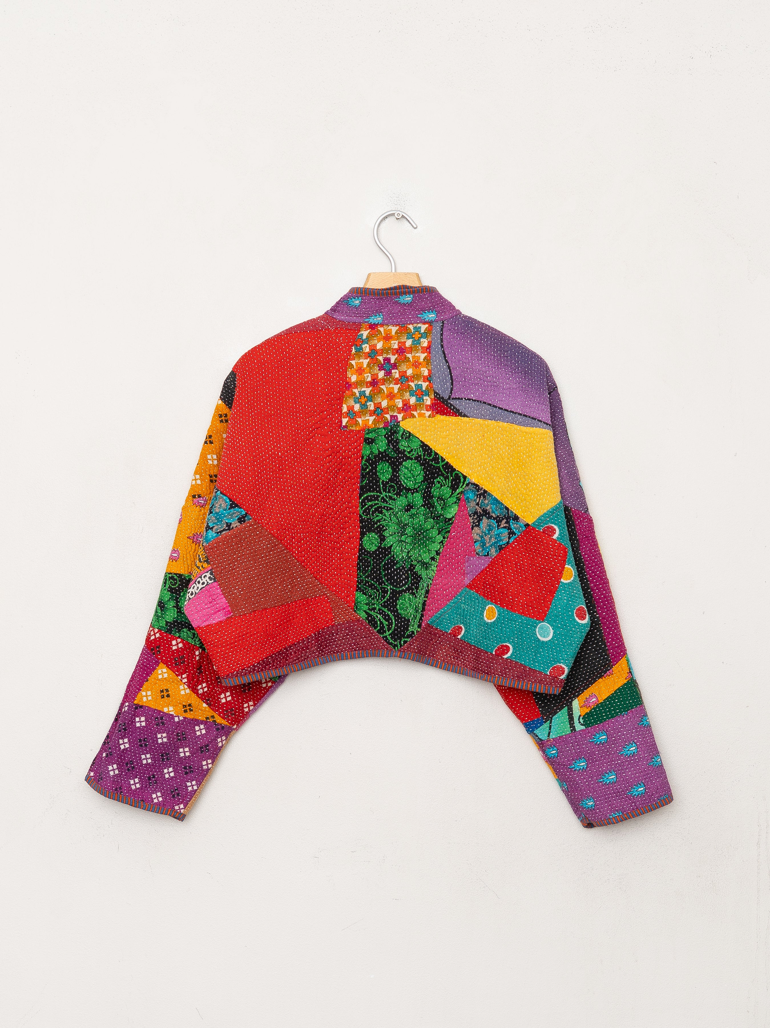 The Kaira Cropped Quilted Patchwork Kantha Jacket