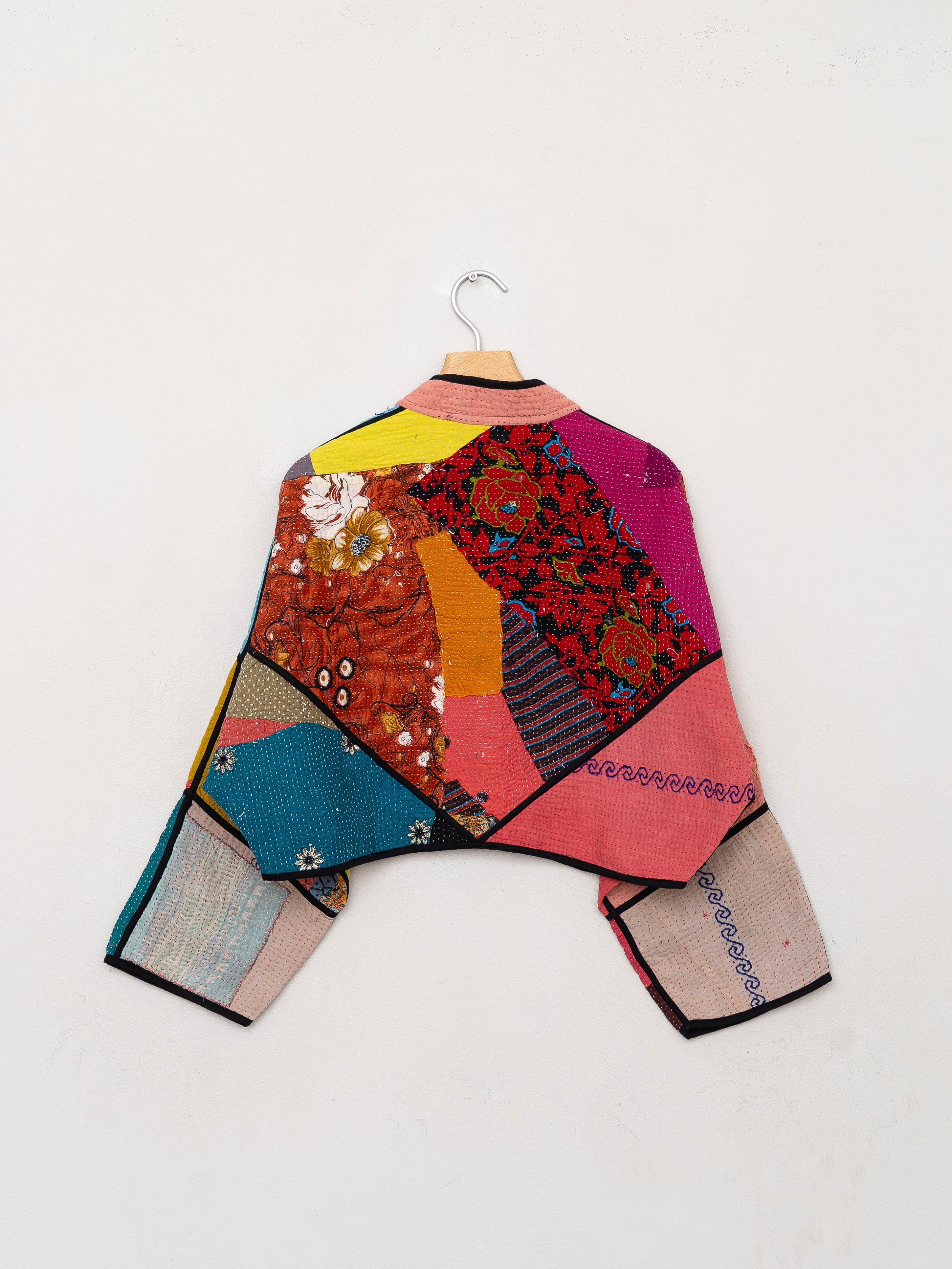 The Kaira Cropped Suzani Quilted Kantha Jacket