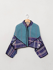 The Kaira Cropped Quilted Patchwork Kantha Jacket