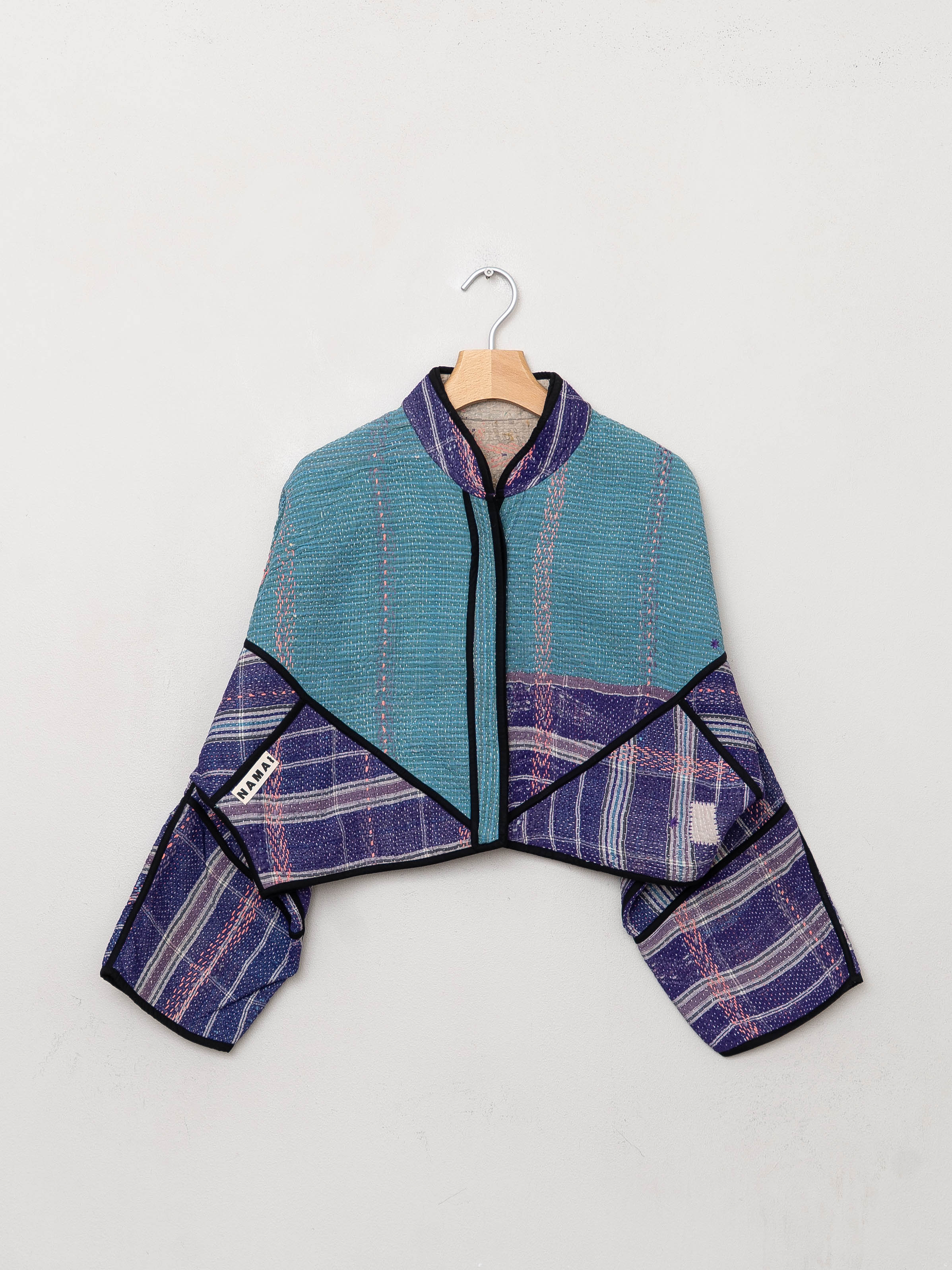 The Kaira Cropped Quilted Patchwork Kantha Jacket