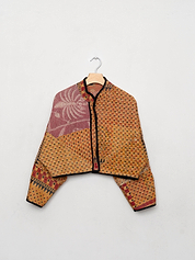 The Kaira Cropped Quilted Patchwork Kantha Jacket