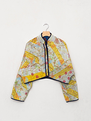 The Kaira Cropped Suzani Quilted Kantha Jacket