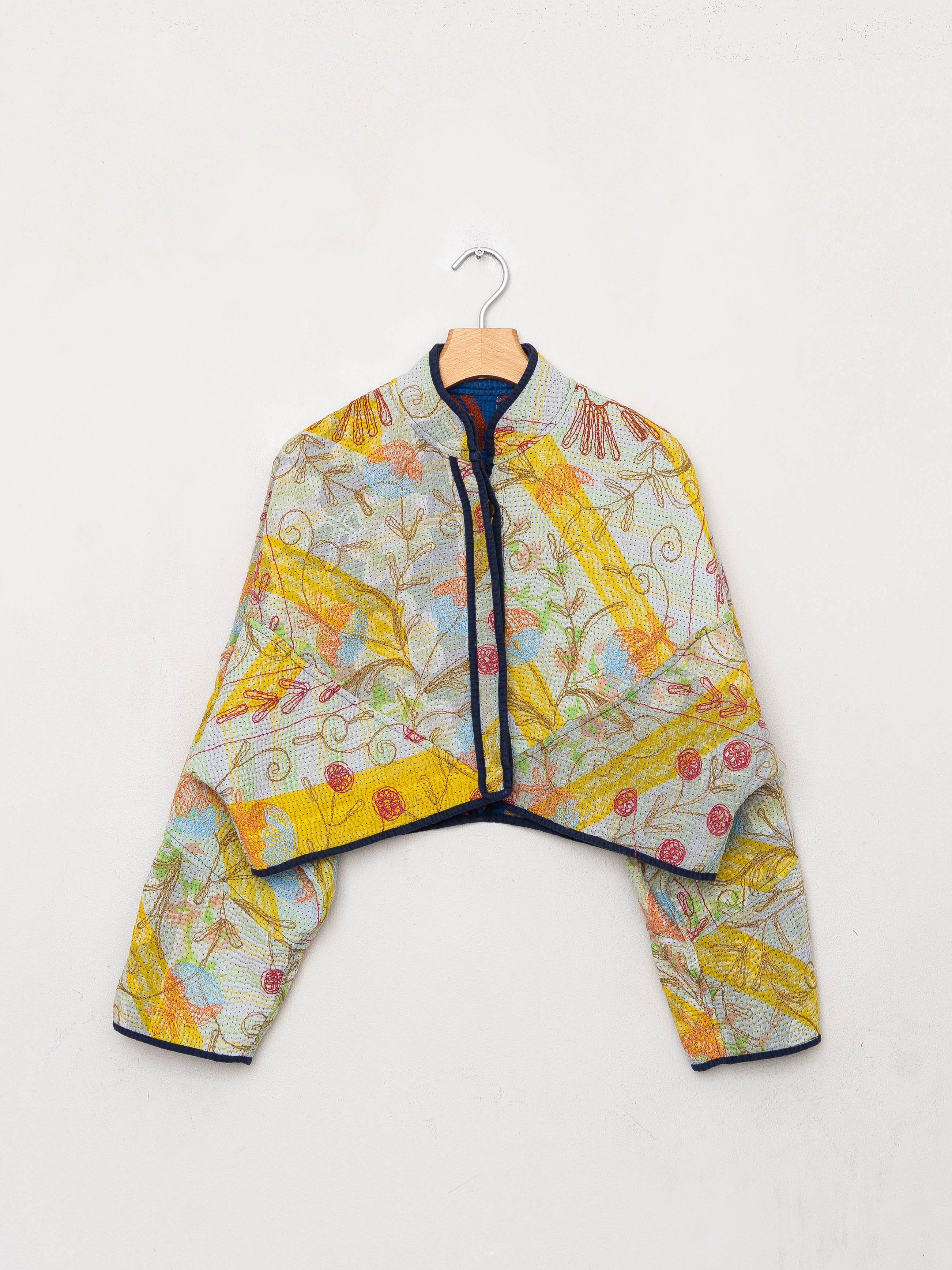 The Kaira Cropped Suzani Quilted Kantha Jacket
