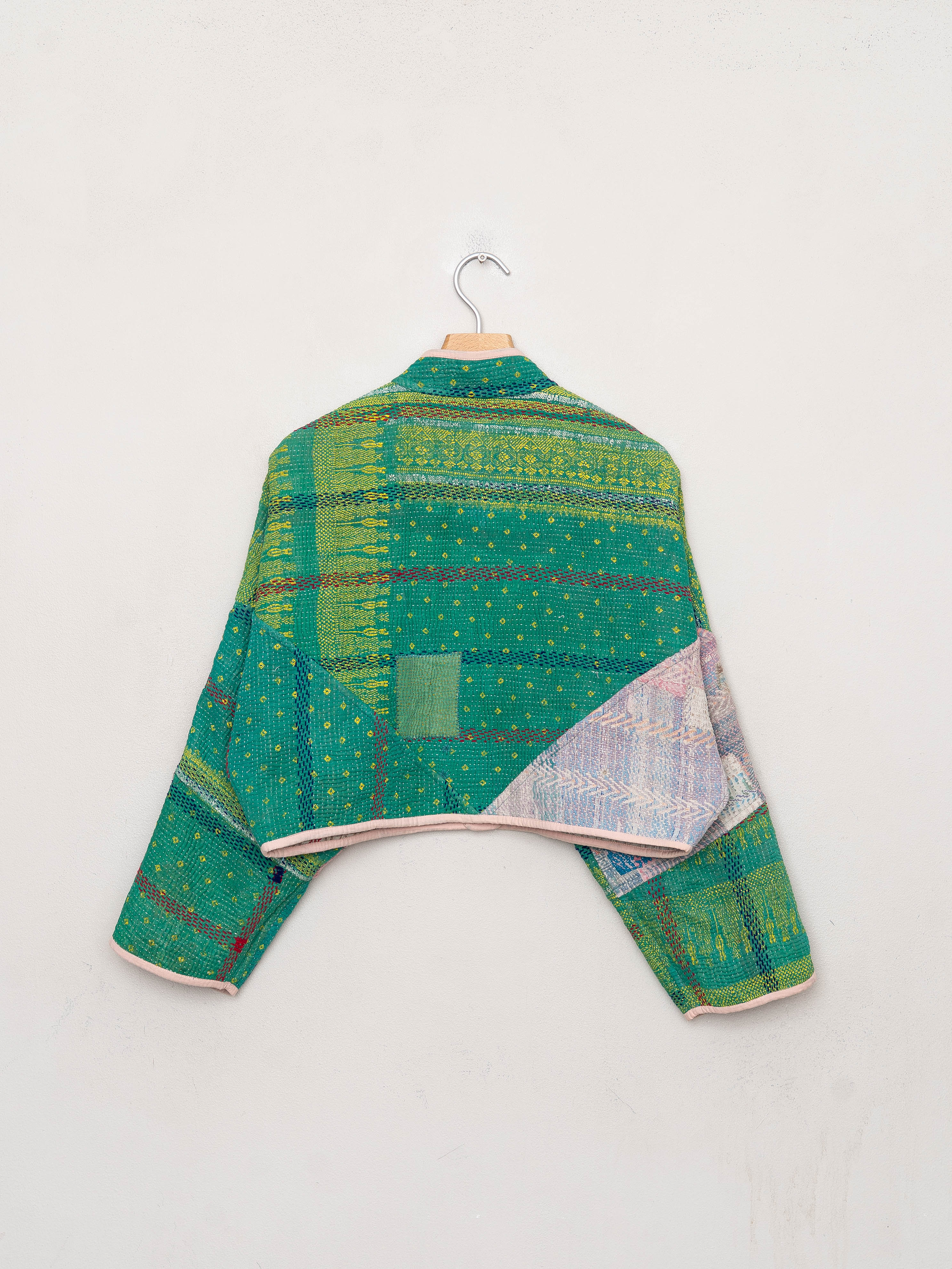 The Kaira Cropped Quilted Mix Match Kantha Jacket Wholesale