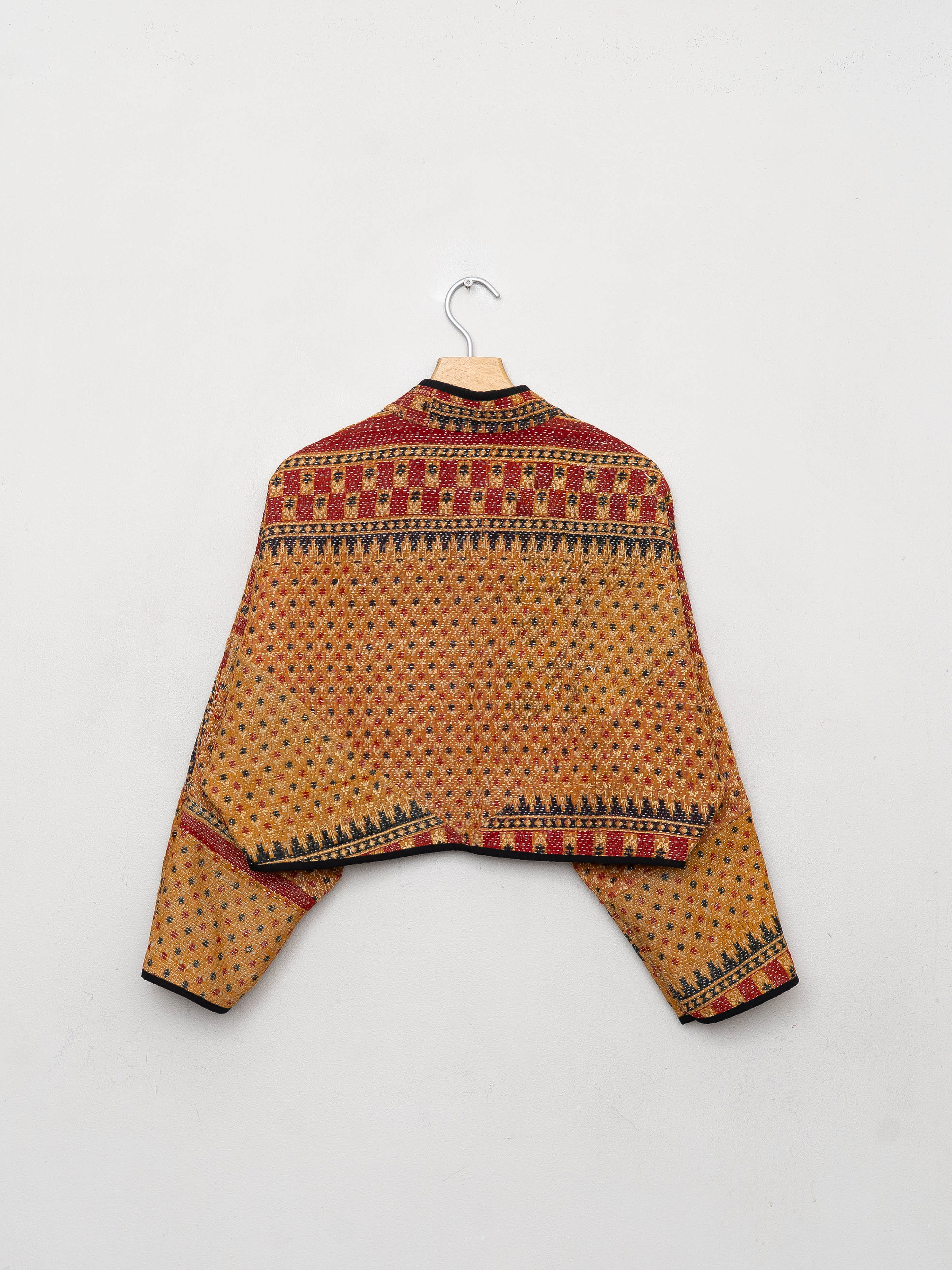 The Kaira Cropped Quilted Patchwork Kantha Jacket