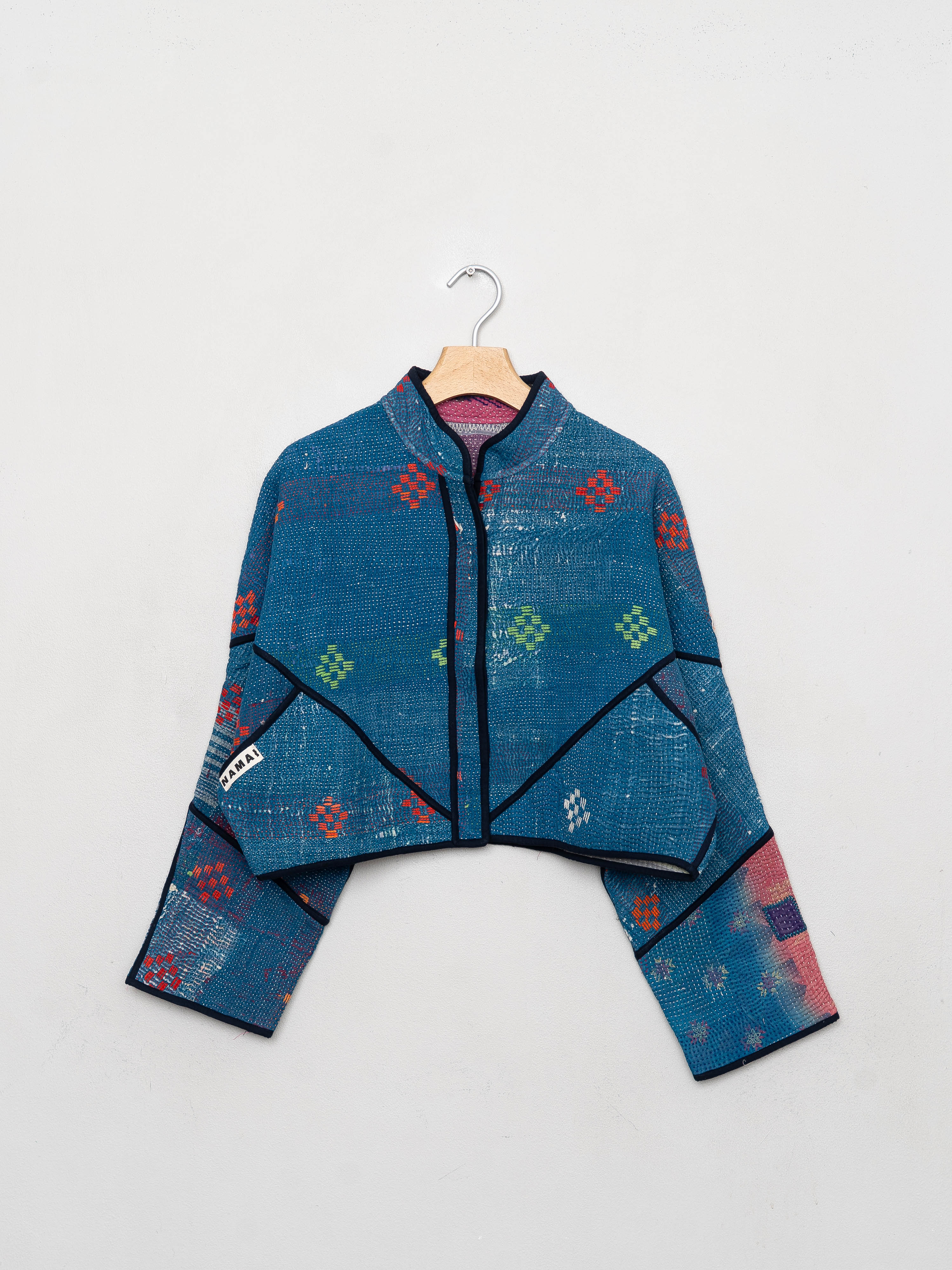 The Kaira Cropped Quilted Patchwork Kantha Jacket
