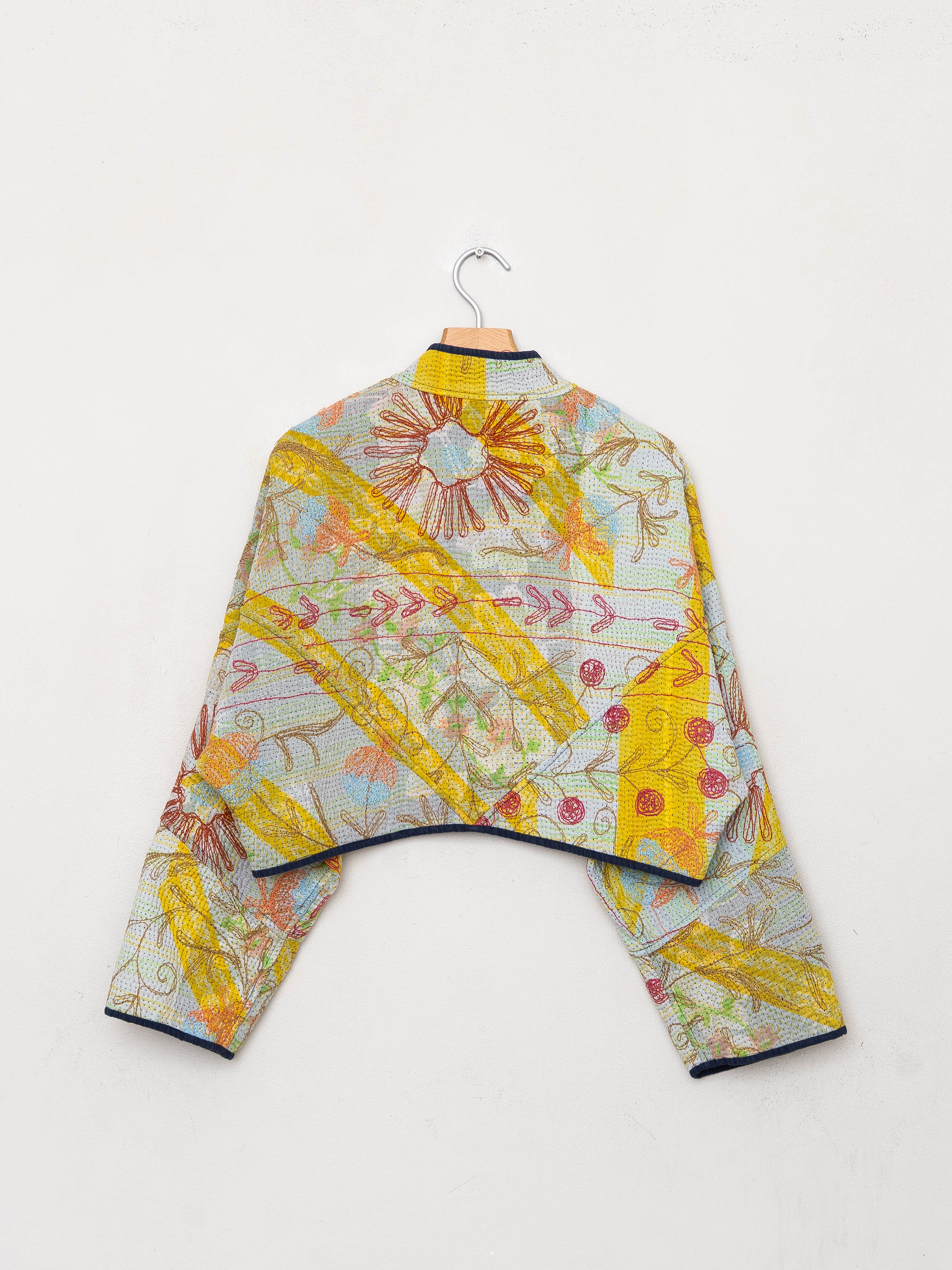 The Kaira Cropped Suzani Quilted Kantha Jacket