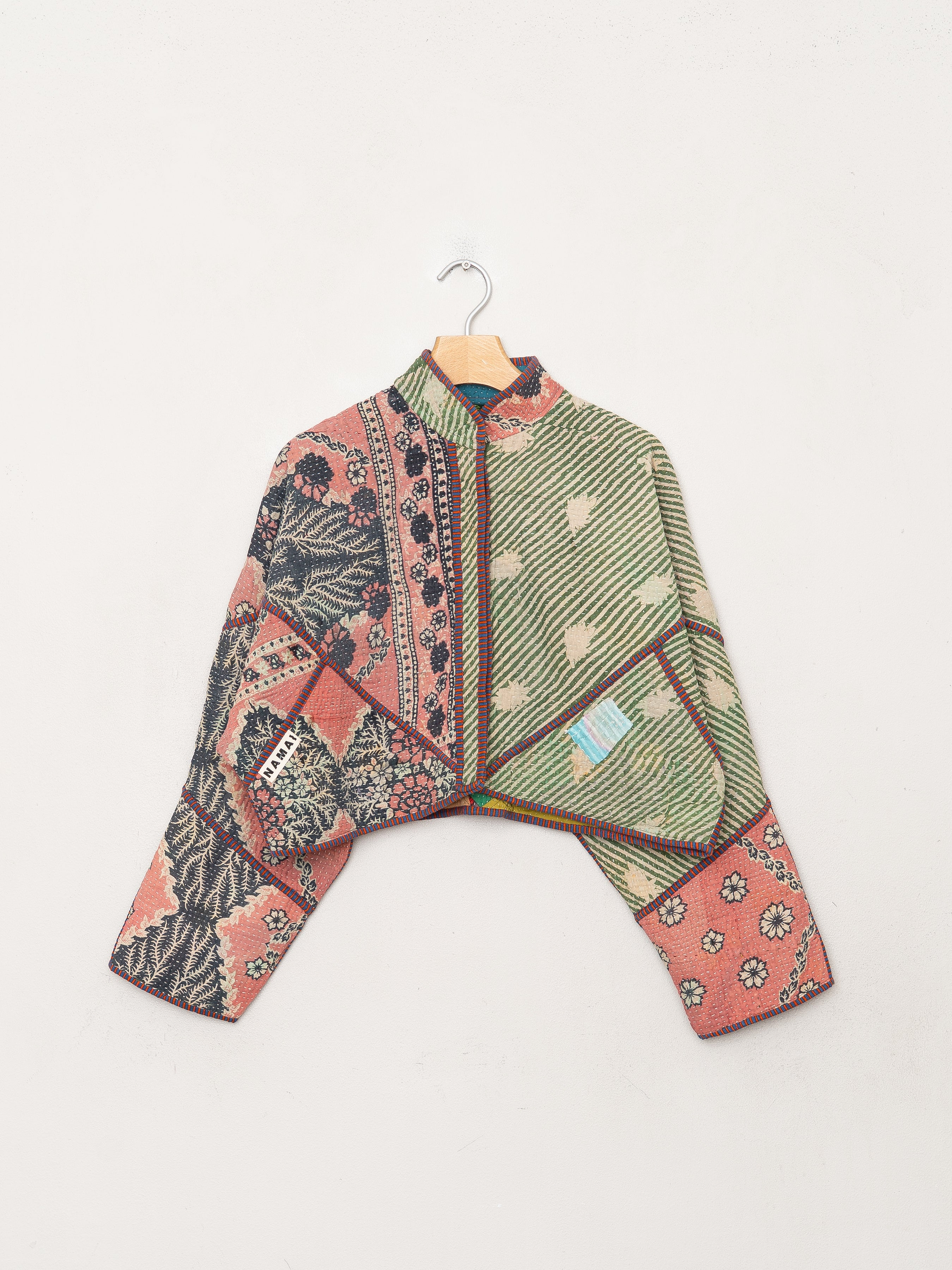 The Kaira Cropped Quilted Patchwork Kantha Jacket