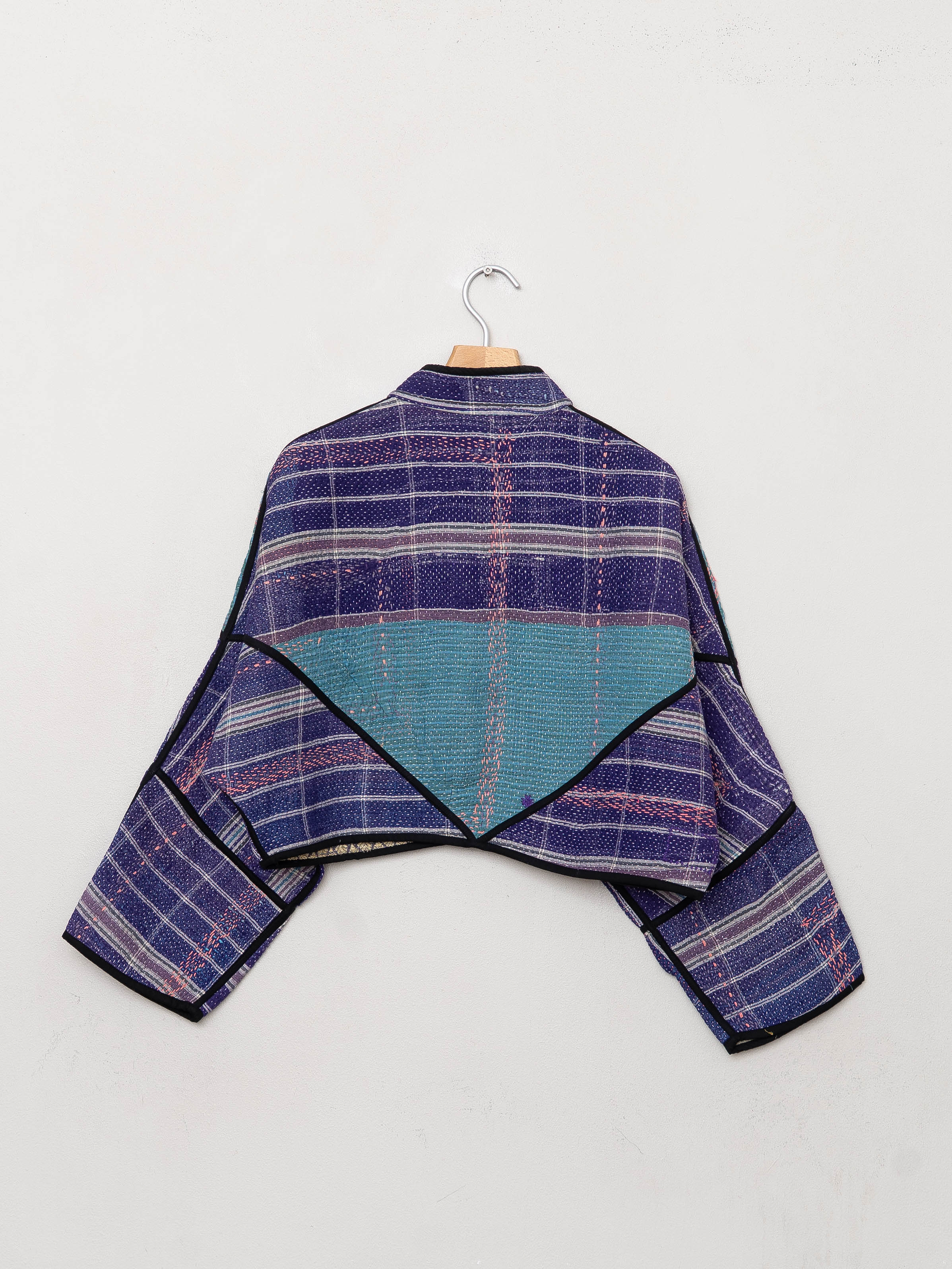 The Kaira Cropped Quilted Patchwork Kantha Jacket