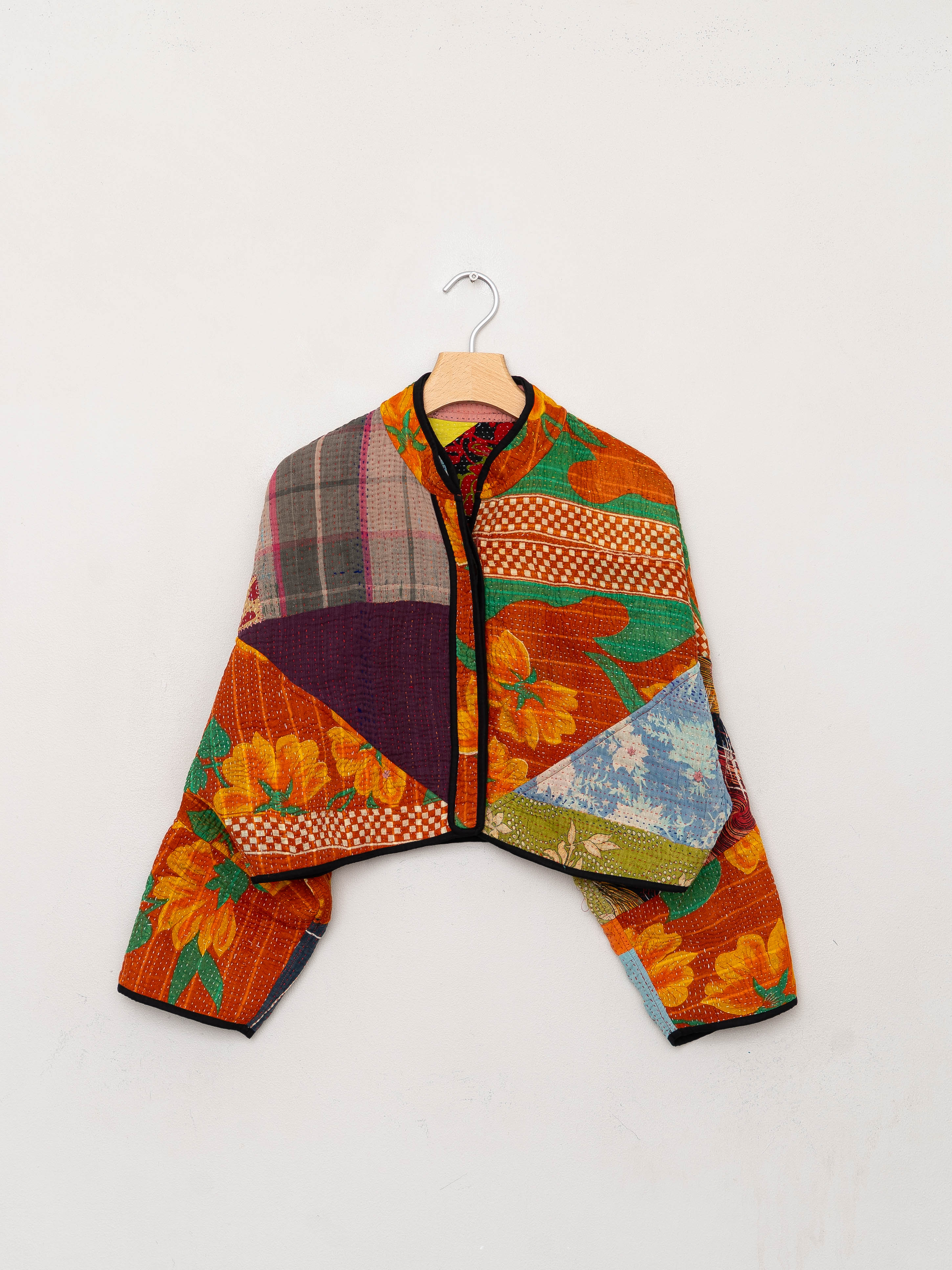 The Kaira Cropped Suzani Quilted Kantha Jacket