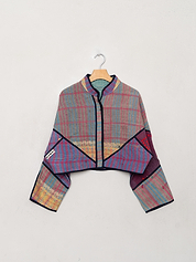 The Kaira Cropped Quilted Patchwork Kantha Jacket