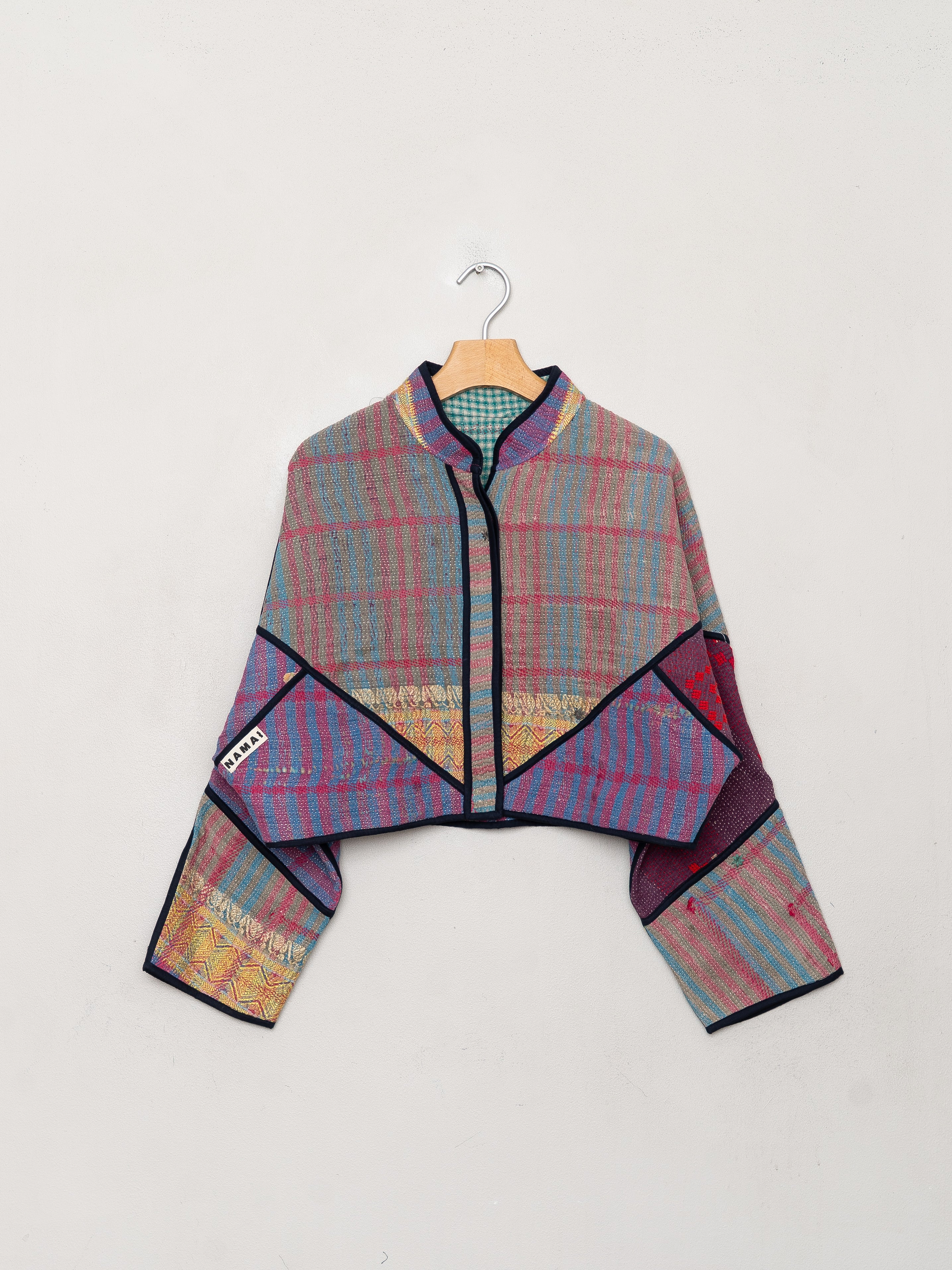 The Kaira Cropped Quilted Patchwork Kantha Jacket