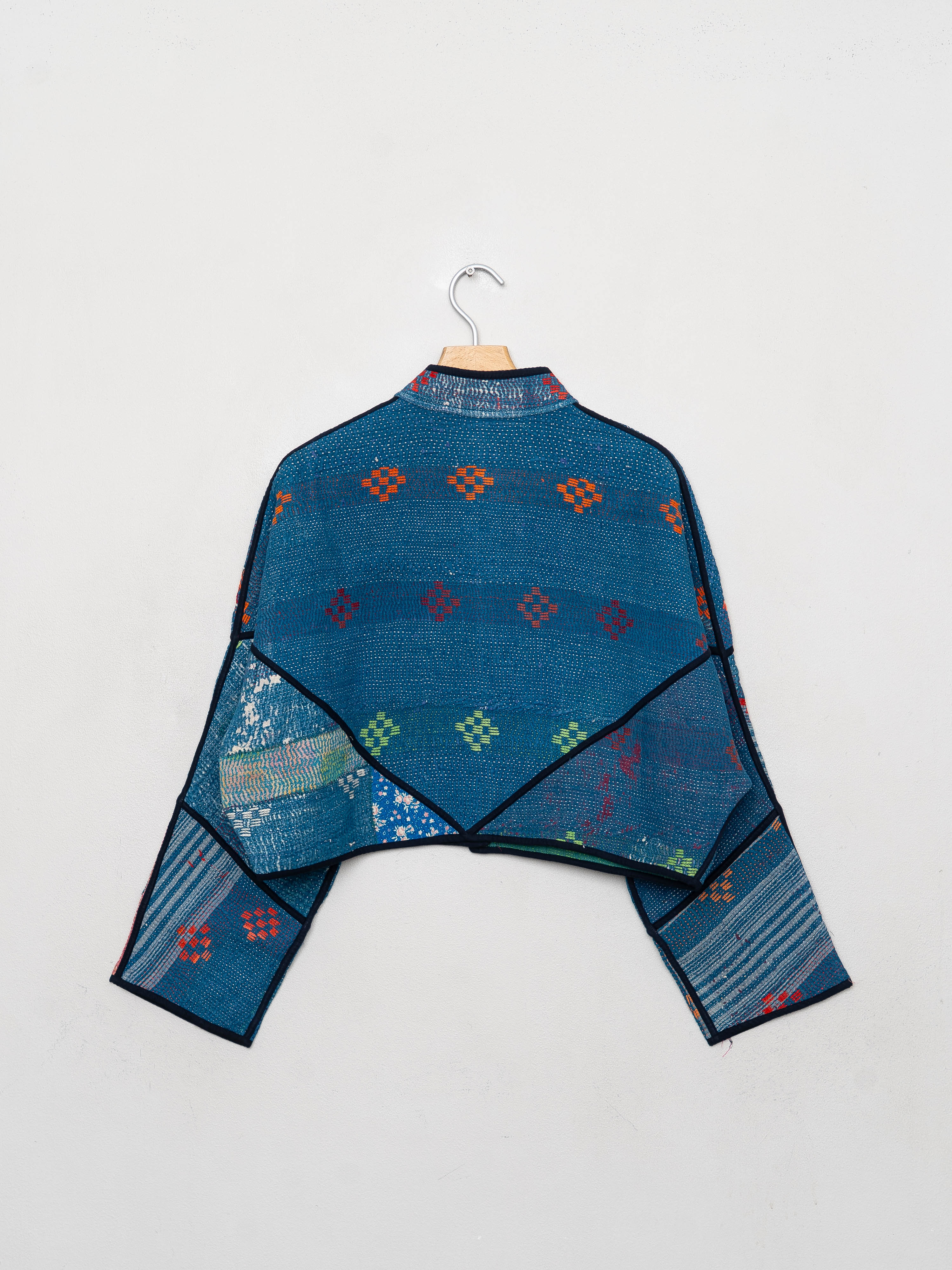 The Kaira Cropped Quilted Patchwork Kantha Jacket