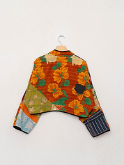The Kaira Cropped Suzani Quilted Kantha Jacket