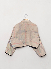 The Kaira Cropped Quilted Patchwork Kantha Jacket