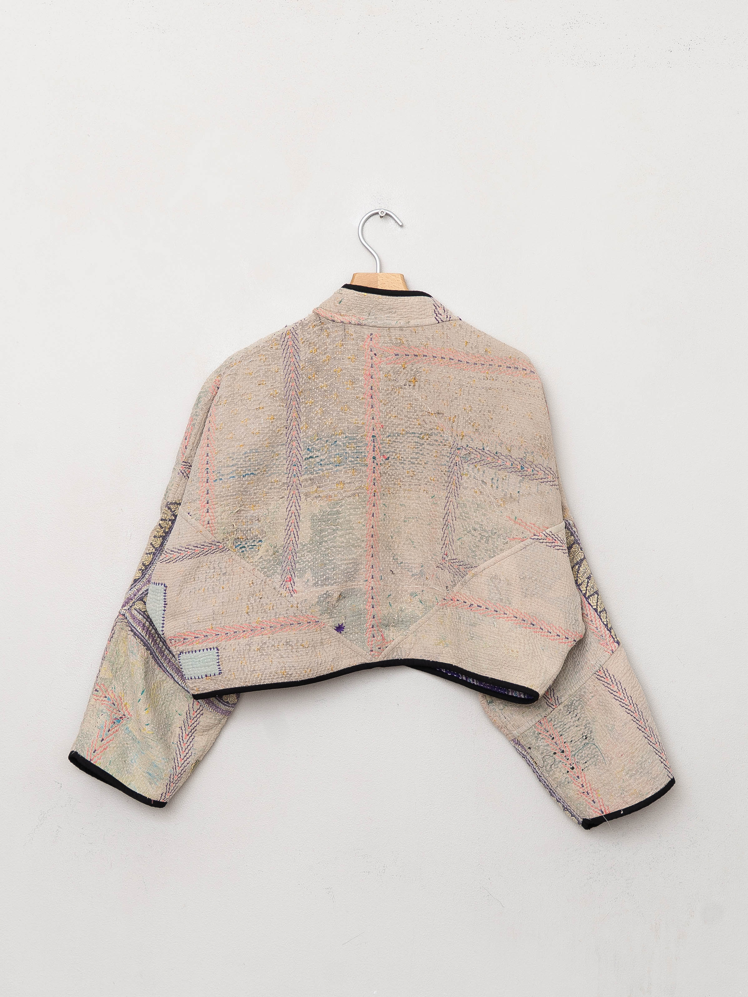 The Kaira Cropped Quilted Patchwork Kantha Jacket