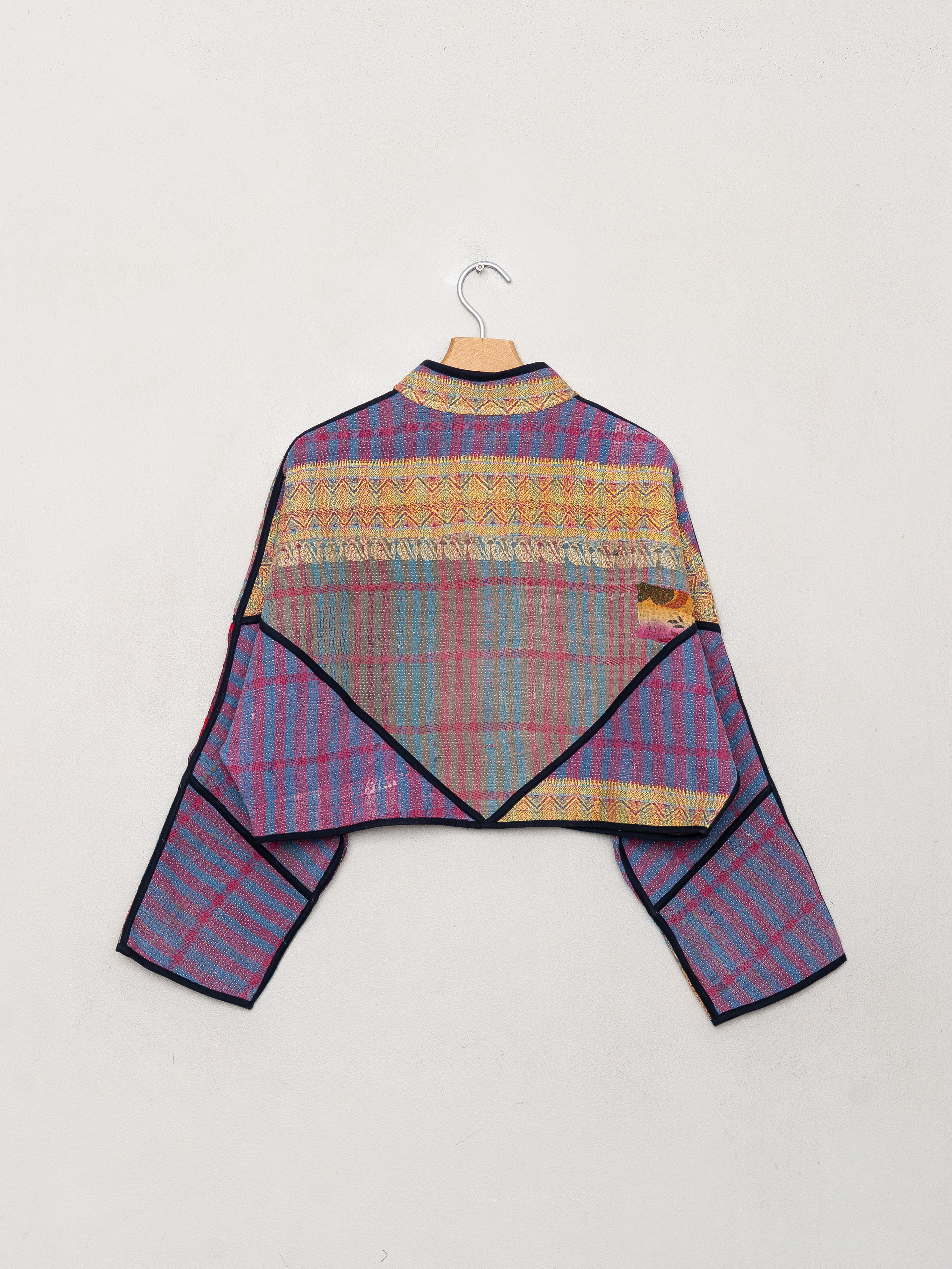 The Kaira Cropped Quilted Patchwork Kantha Jacket