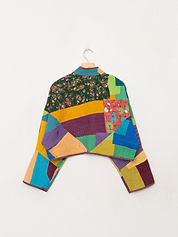 The Kaira Cropped Quilted Patchwork Kantha Jacket