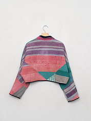 The Kaira Cropped Quilted Patchwork Kantha Jacket