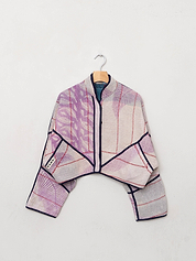 The Kaira Cropped Quilted Patchwork Kantha Jacket