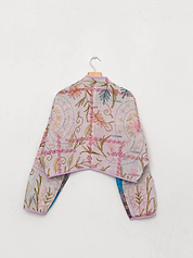 The Kaira Cropped Suzani Quilted Kantha Jacket