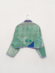 The Kaira Cropped Quilted Patchwork Kantha Jacket