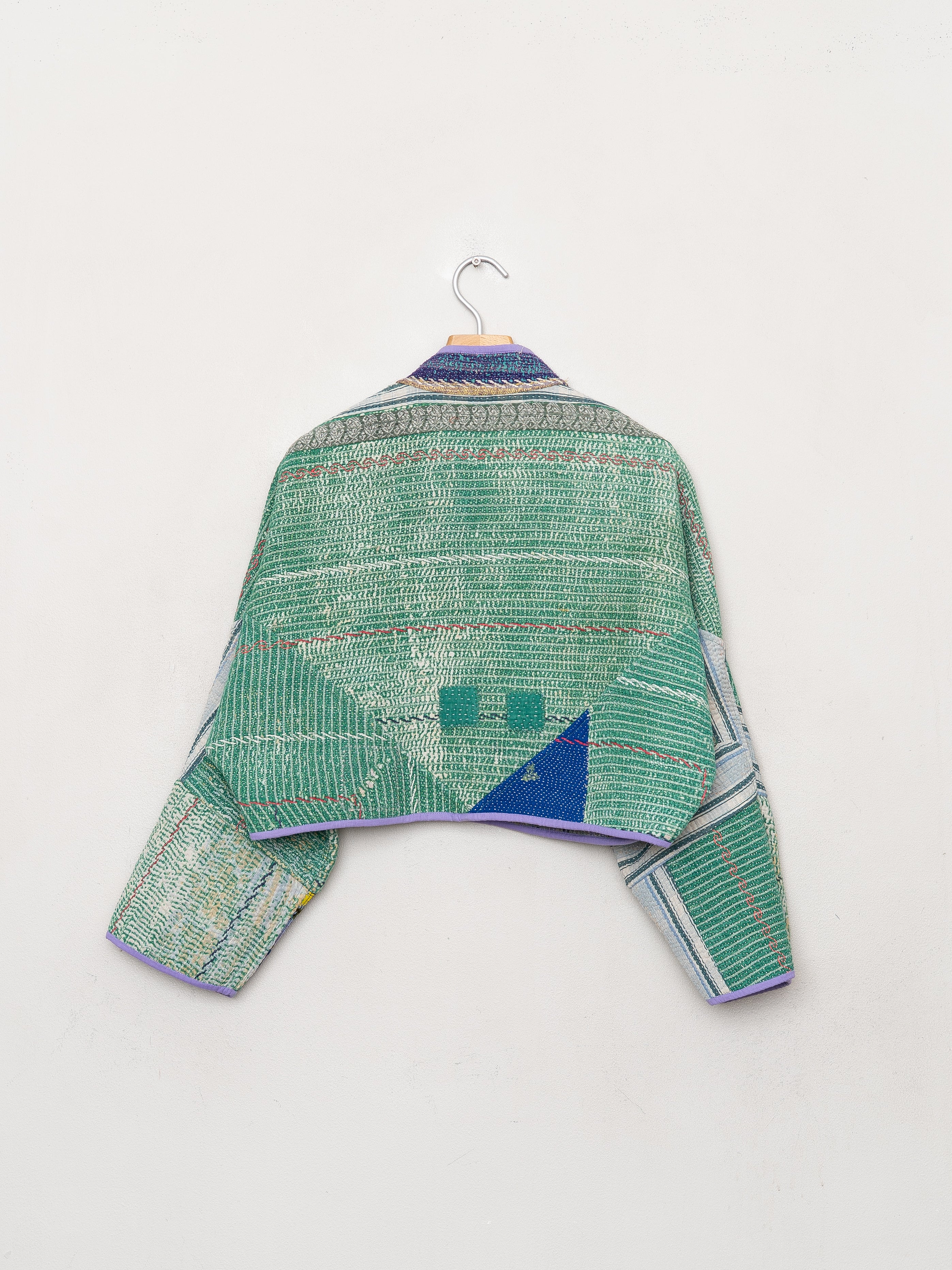 The Kaira Cropped Quilted Patchwork Kantha Jacket