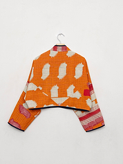 The Kaira Cropped Quilted Patchwork Kantha Jacket