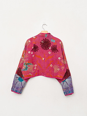 The Kaira Cropped Suzani Quilted Kantha Jacket