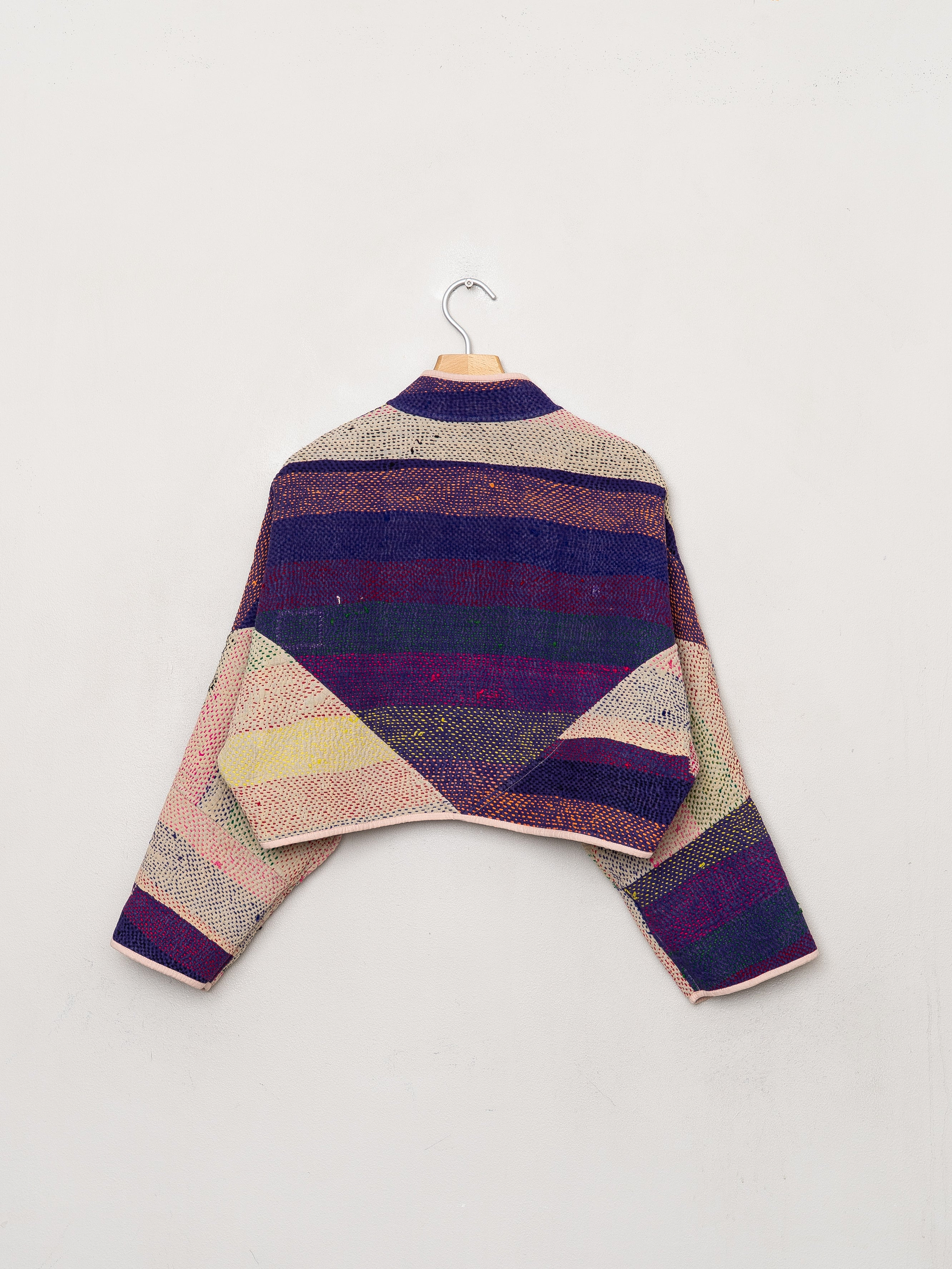 The Kaira Cropped Quilted Patchwork Kantha Jacket