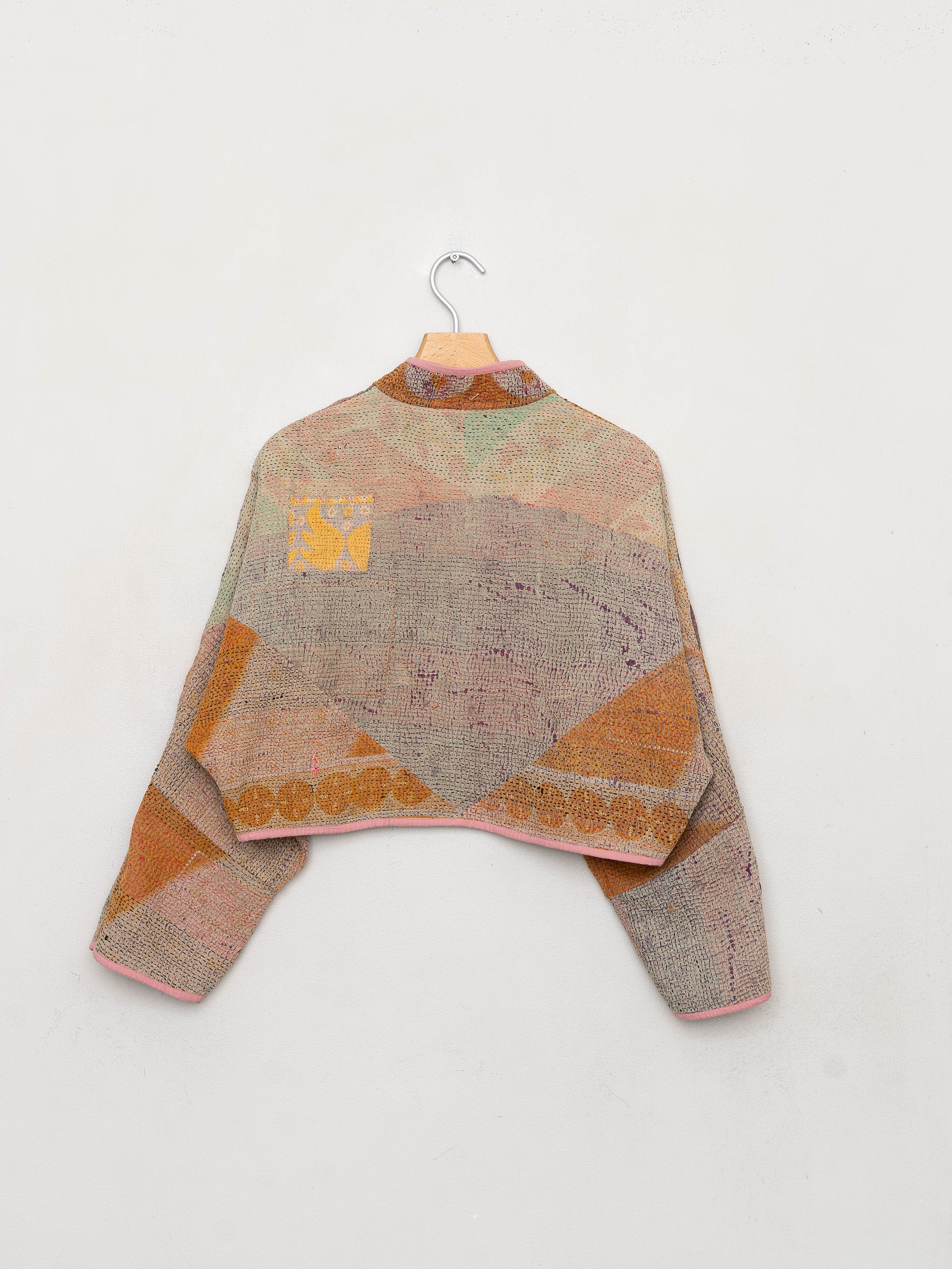 The Kaira Cropped Quilted Patchwork Kantha Jacket