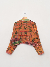 The Kaira Cropped Suzani Quilted Kantha Jacket