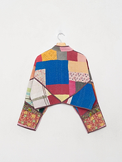 The Kaira Cropped Quilted Patchwork Kantha Jacket