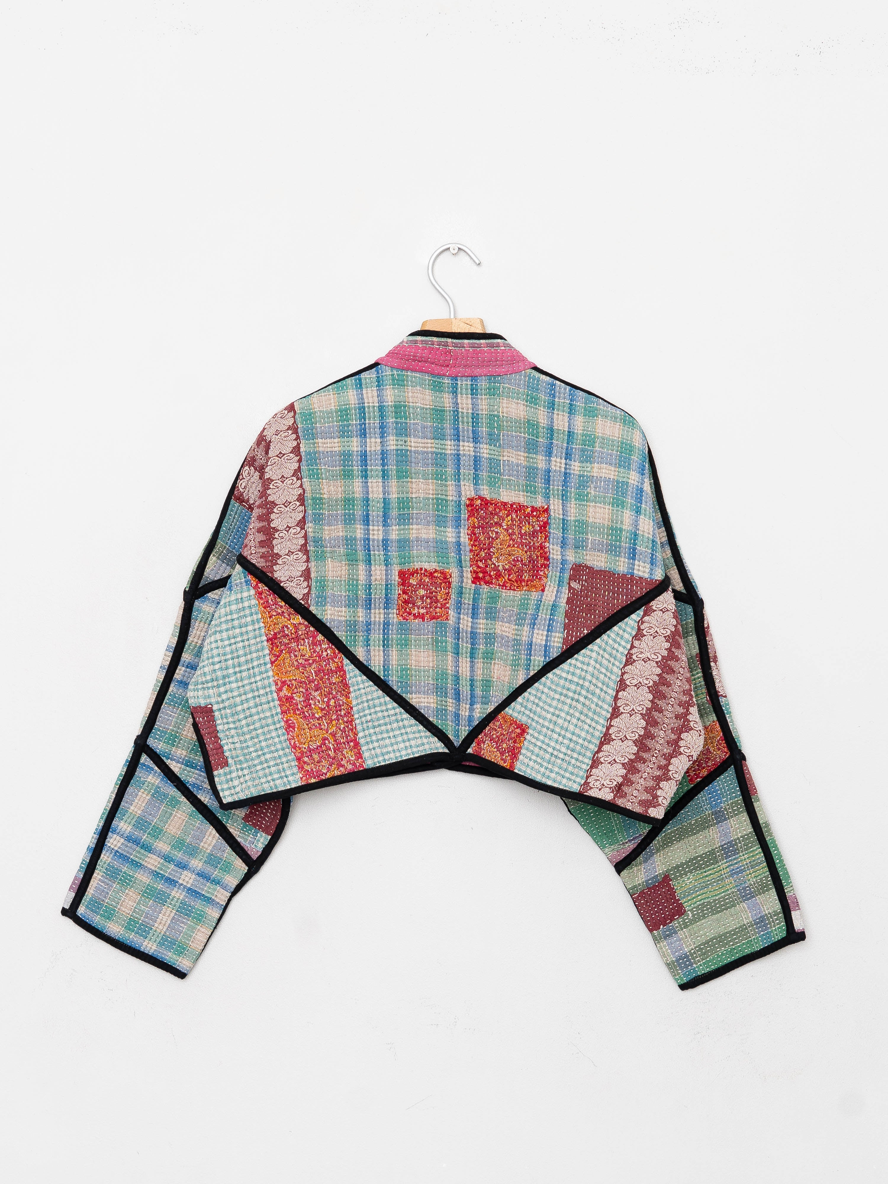 The Kaira Cropped Quilted Patchwork Kantha Jacket