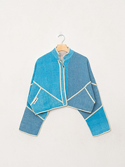 The Kaira Cropped Quilted Patchwork Kantha Jacket