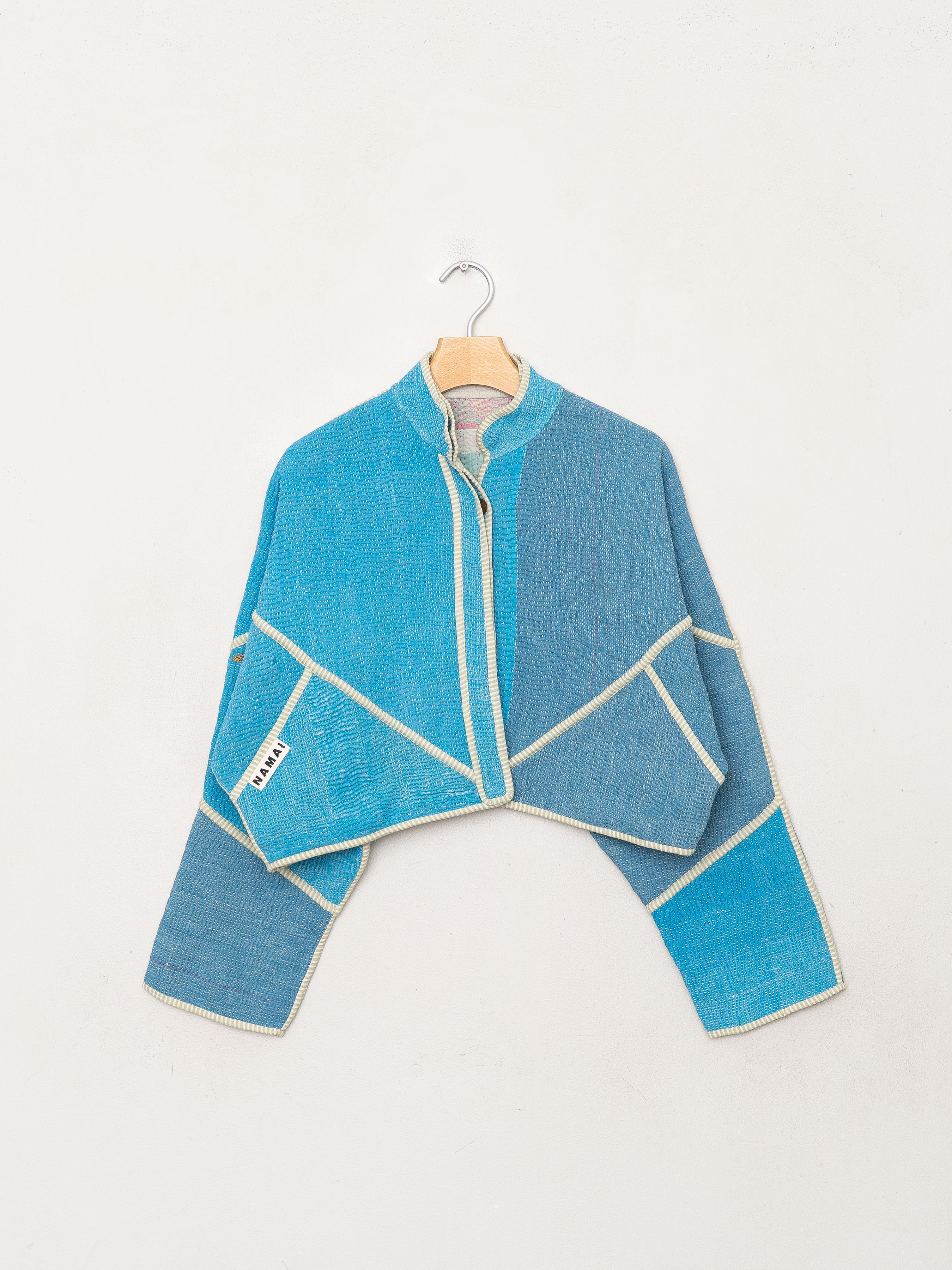 The Kaira Cropped Quilted Patchwork Kantha Jacket
