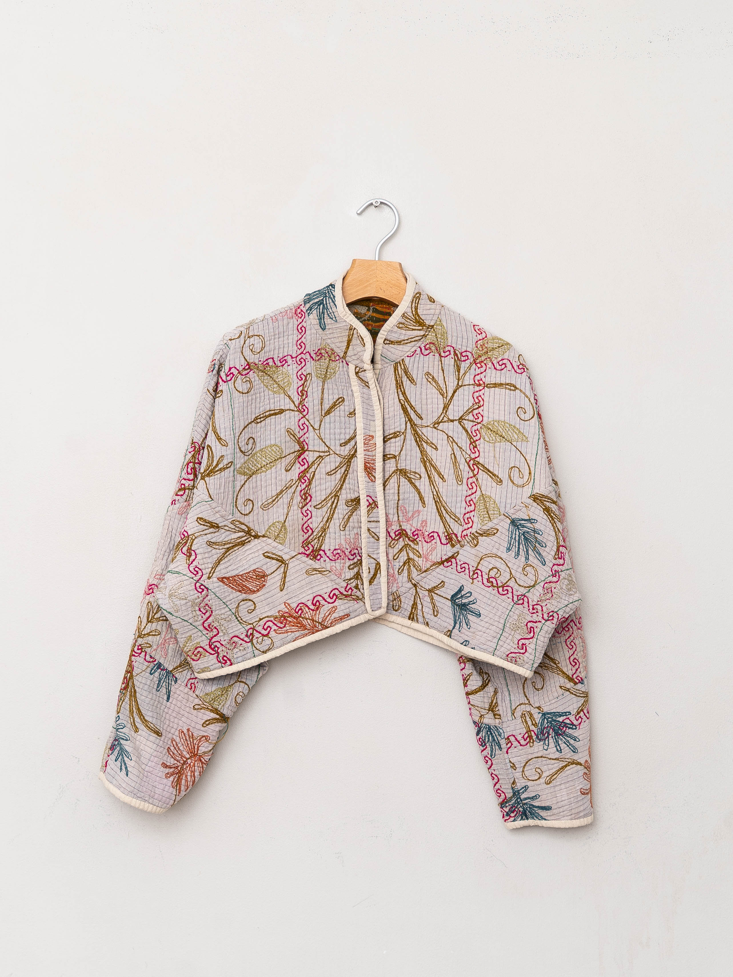The Kaira Cropped Suzani Quilted Kantha Jacket