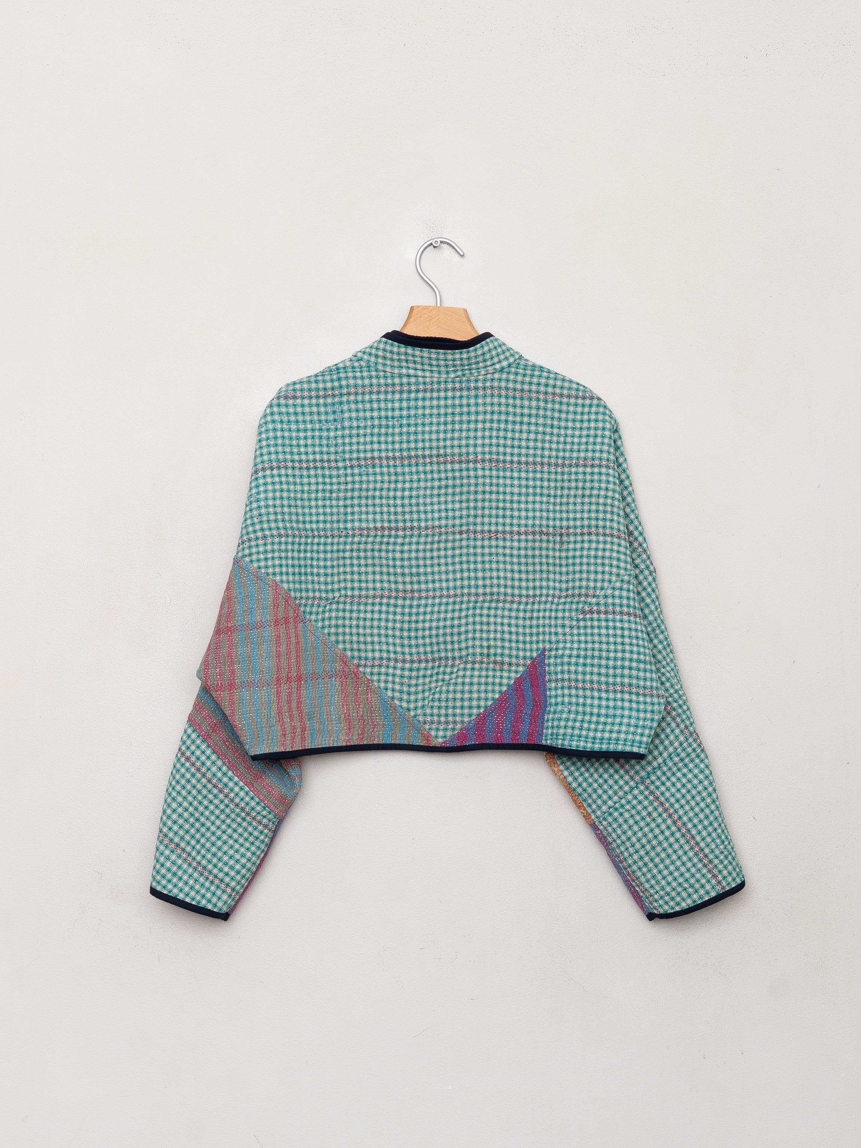 The Kaira Cropped Quilted Patchwork Kantha Jacket