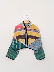 The Kaira Cropped Suzani Quilted Kantha Jacket