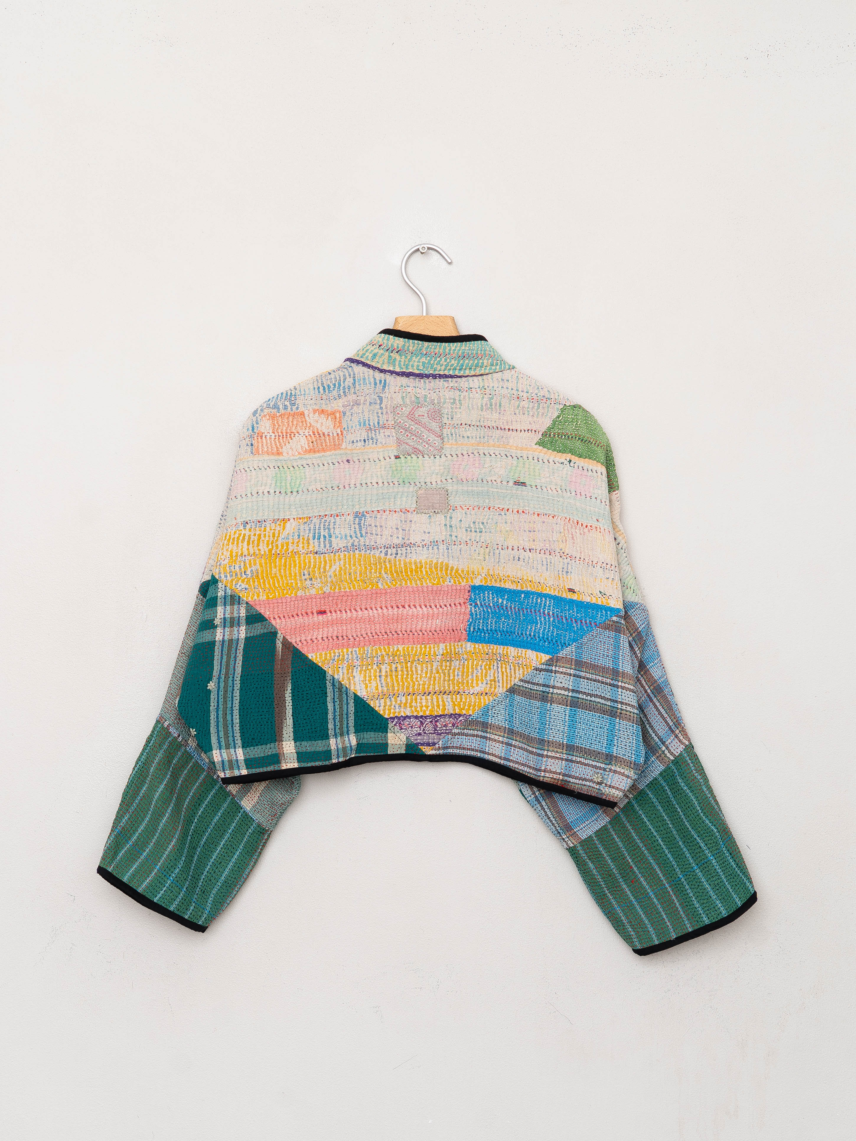 The Kaira Cropped Suzani Quilted Kantha Jacket