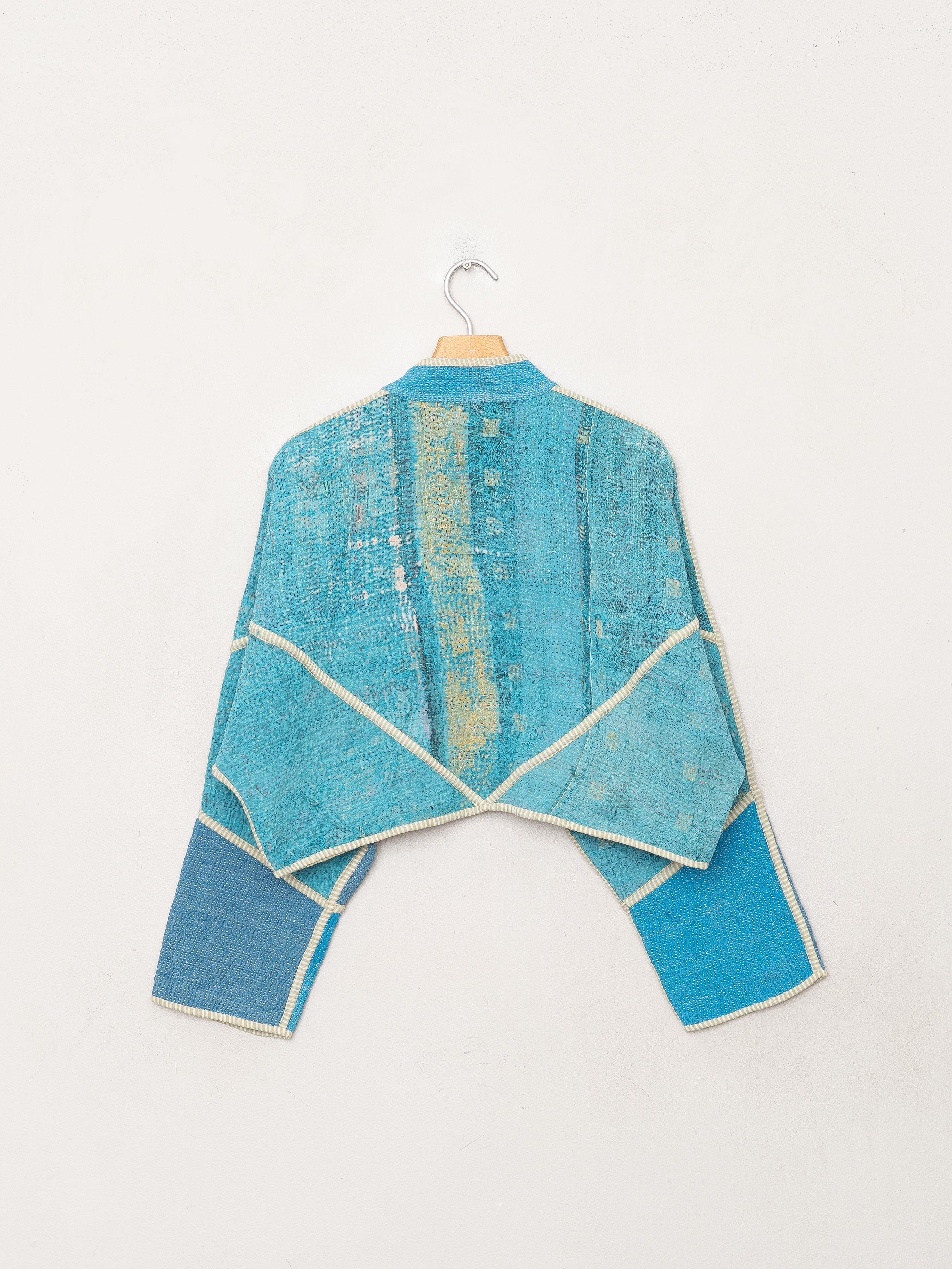 The Kaira Cropped Quilted Patchwork Kantha Jacket