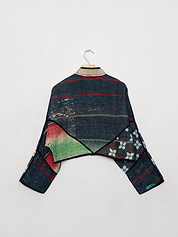 The Kaira Cropped Quilted Patchwork Kantha Jacket