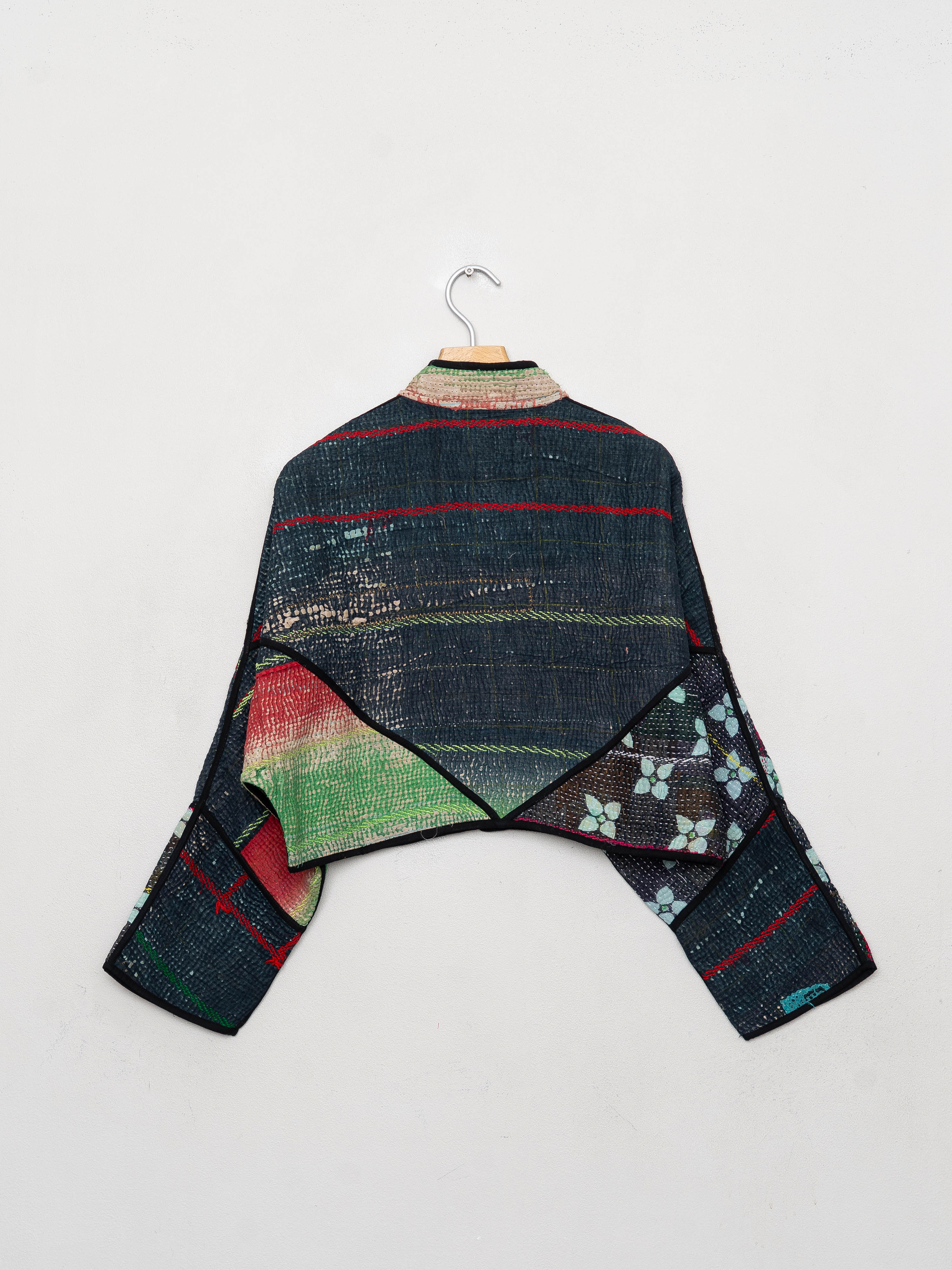 The Kaira Cropped Quilted Patchwork Kantha Jacket